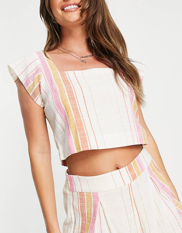 Rip Curl Heat Wave beach top in multi stripe - part of a set